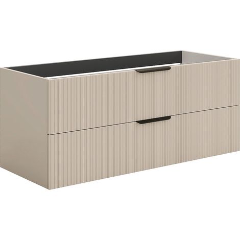 Mobile sotto lavabo sospeso con scanalature - Beige - 120 cm - DALIKO (1/5)