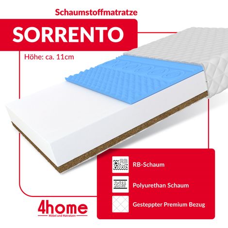 Matratze SORRENTO 80x200 cm Kaltschaum HR Schaum Polyurethanschaum H2 Kokos H4 11 cm