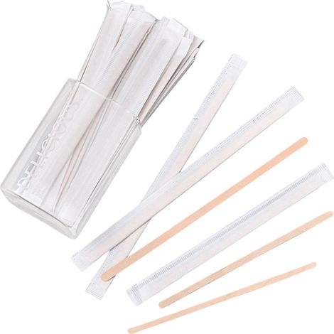 300 pièces - Agitateurs jetables de café - emballés individuellement - Agitateurs de thé/boissons chaudes au lait - 14 cm - (1/5)