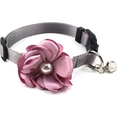 Collier Pour Chien Et Chat - Fleur Géranium En Nylon Avec Clochette Et Perles - Accessoire Pour Fête Mariage Anniversaire - 1 Pièce (1/5)