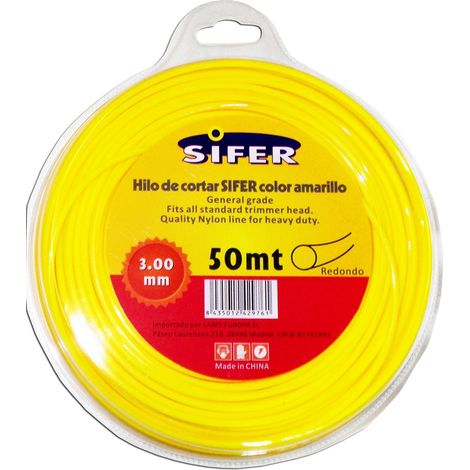 FIL DE DÉBROUSSAILLEUSE ROND JAUNE SIFER 3,00 MM x 50 M