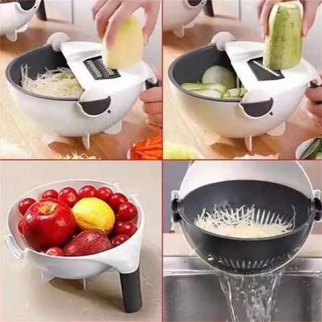 Panier égouttoir multifonction pour la cuisine, protège-mains, râpe, coupe-radis et pommes de terre, panier à fruits et légumes (1/5)