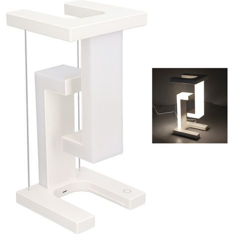 Magnetic Levitation Desk Lamp with 3 Levels of Touch Control, LED, for Bedroom, Office, Home Decor, Gifts, White (1/5)