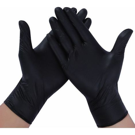 Gants nitrile taille M (100 unités), Gants nitrile jetables, Gants nitrile noirs, Gants jetables noirs, Gants nitrile (taille S, SANS LATEX) (1/5)