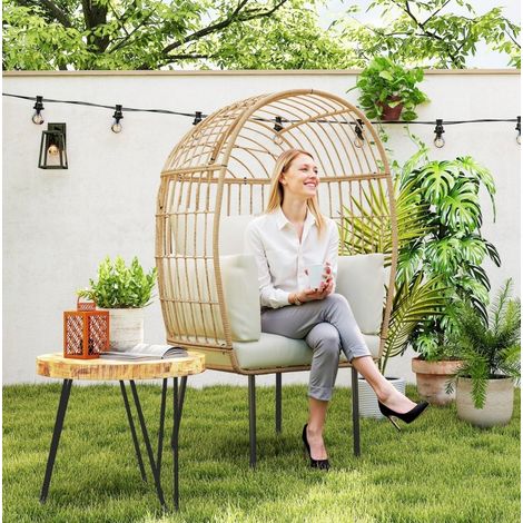 poltrona seduta 95x80x155 da esterno rattan beige OKMYHOME (1/4)
