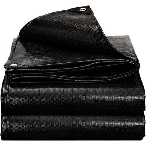 Wasserdichte und strapazierfähige Plane (150 g/m²), reißfest, geeignet für Gartenmöbel, Trampoline, Autos und andere Outdoor-Aktivitäten. Schwarz, 1 x 2 m. (1/5)