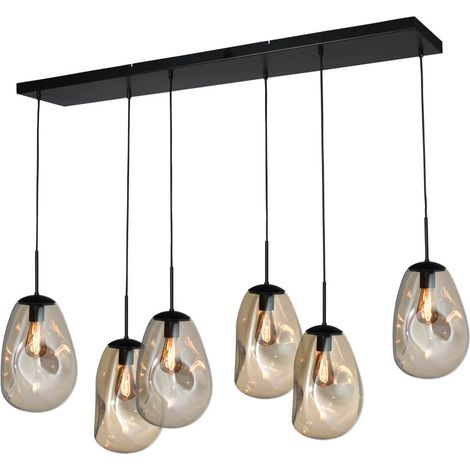 Lampe suspendue Lava 6x verre doré Ø 22,5cm - 2761-05-130-25-60260