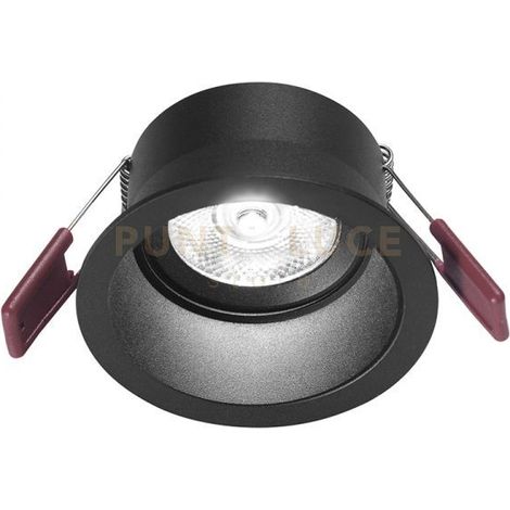 GFA1001C- FARETTO DA INCASSO IN ALLUMINIO  DIFFUSORE TRASPARENTE A LED 3000K 595LM 8W NERO D.9CM