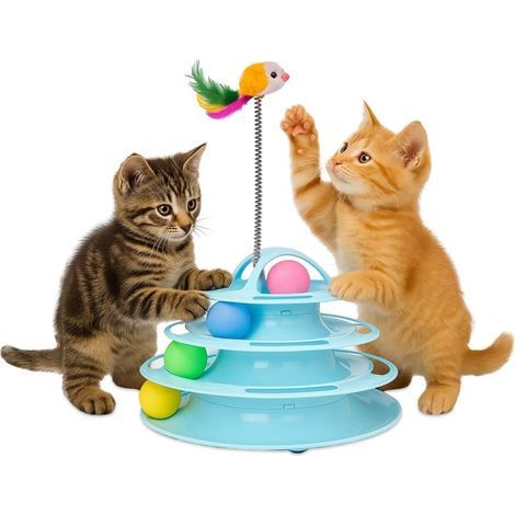 Interactive Cat Toy, Catplay, Sensory Stimulation, 4 Levels, Balls, Easy to Assemble, 12x24x16.5 cm, Interactive Tower, Non-Slip, Attractive Design (1/5)