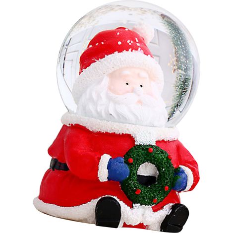 Boule à neige de Noël lumineuse à couleurs changeantes, décoration en résine et verre, boule de Noël avec une grosse tête de vieil homme (1/5)