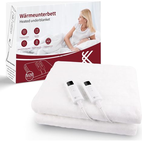 Surmatelas Chauffant 2 places,Arrêt Automatique, 2 Zones De Température,170x150cm Couverture Chauffante double,7 Température,Chauffe Matelas (1/5)
