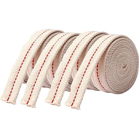 Mèches Lampe Huile Coton - Lot de 4 - 100% Coton Naturel - Combustion Uniforme Sans Odeur - Lanternes Pétrole Intérieur Extérieur - Largeur 2 cm Longueur 1 m (1/5)