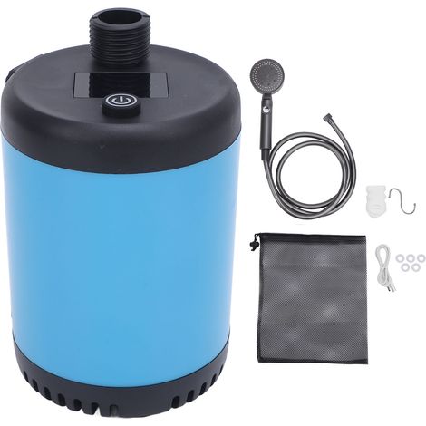 Doccia portatile da campeggio con pompa ricaricabile da 7800 mAh, soffione con filtro e tubo flessibile da 2 m, ideale per attività all'aperto, escursioni, spiaggia e viaggi. (1/5)