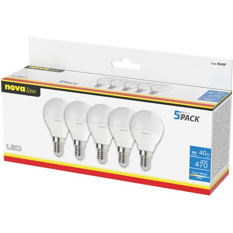 NOVA LAMPADA LED SFERETTA E14 6W 6500K PZ.5 - 1 pezzo