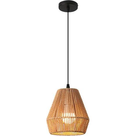 Handgewebte Pendelleuchte – mit verstellbarem Kabel, ideal für Wohnzimmer, Esszimmer, Küchen und Schlafzimmer im Landhausstil – braun. (1/5)