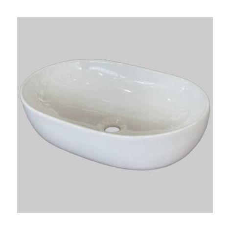 Lavabo appoggio in ceramica bowl 60 - 59x42 cm. bianco