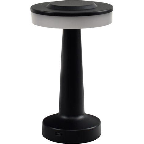 Kabellose LED-Schreibtischlampe, mattschwarz, 12,5 x 12,5 x 20,5 cm, 1 Stück, 2 W, 3 Farbtöne, tragbare kabellose Lampe mit Berührungssensor (1/5)