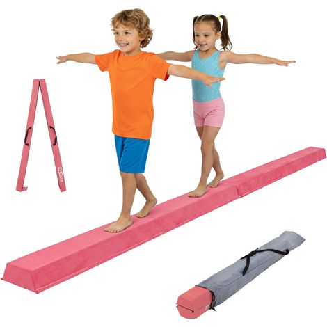 Schwebebalken klappbar Länge 270 cm Tragkraft 100 kg Balancierbalken inkl. Tragetasche in pink