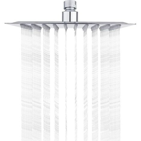 XVX – Cabezal de ducha cuadrado de acero inoxidable de 20 cm – Rosca universal de 1/2" – Rotación de 360° – Ahorro de agua del 30% (1/4)