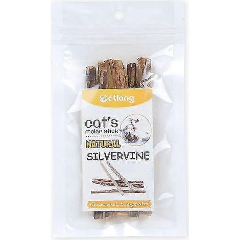 Bâtonnets Silvervine pour chats, bâtonnets d'herbe à chat naturelle Matatabi, jouets à mâcher pour les molaires des chats et chatons (5 x 5 pièces) (1/5)