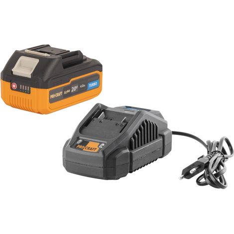 Procraft Starter Pack 20 V 20/2.4A Ladegerät + 1x 20/4 Turbo Akku 4,0 Ah