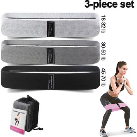 Bandes De Résistance - 3 Niveaux De Résistance 8-32 Kg - Pour Entraînement Fessiers Et Corps Complet - Avec Sac De Transport - Lot De 3 (1/5)