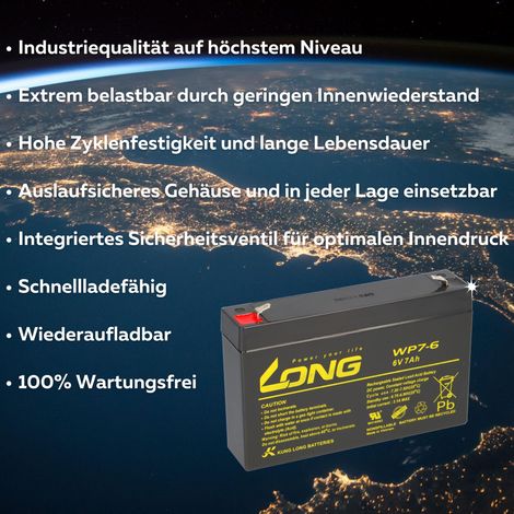 Kung Long WP7-6 AGM Akku 6V 7Ah – passend für 3-FM-7 (1/5)