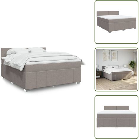 vidaXL Sommier à lattes de lit avec matelas Taupe 180x200 cm Tissu (1/5)
