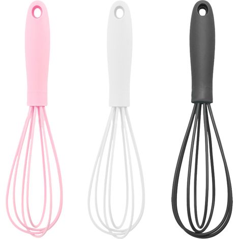 Mini Fouet - Silicone Alimentaire - Résistant à la Chaleur Jusqu'à 240 °C - Pour Œufs Omelettes Marinades - Lot de 3 (1/5)