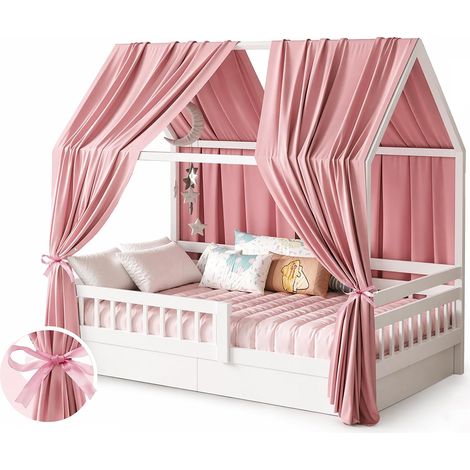 Lot de 2 baldaquins en mousseline de soie pour lit d'enfant - Doux et respirant - Pour décoration de chambre d'enfant - Rose - 270 x 67 cm (1/5)