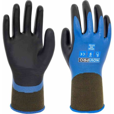 Gants de Travail Polyamide/Coton Enduit Latex T9 - Protection Abrasion - Manutention BTP Industrie - NT PRO - Lot de 10 Paires (1/2)