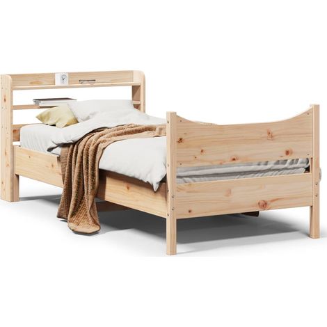 Cadre de lit avec tête de lit 75x190 cm bois de pin massif vidaXL (1/5)