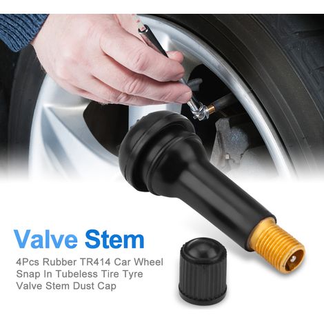 Pièces Tige de Valve Pneu TR414 Caoutchouc, Embout Anti-Poussière, Valve Snap-In Sans Chambre à Air pour Voiture (1/5)