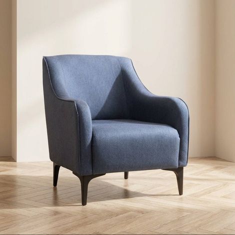 Modern Ländlicher Sessel aus blauem Stoff Belissimo (1/5)