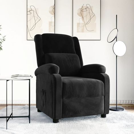 Fauteuil Chaise de Salon inclinable - Fauteuil design Noir Velours Chic-668226 (1/5)