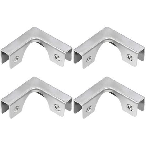 Pince à verre, 4 connecteurs en L en acier inoxydable, supports de fixation à angle droit pour montage sur meuble sans rebord d'aquarium, pour verre de 5 à 8 mm
