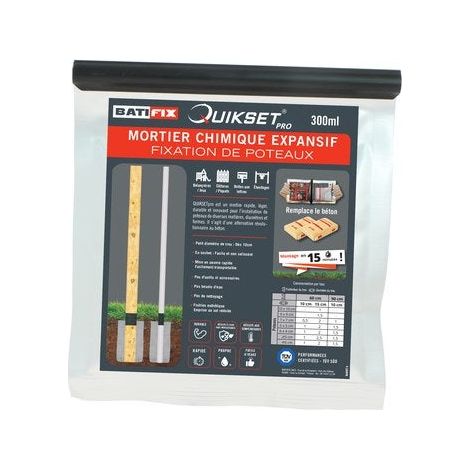 Mortier chimique Quikset 300 ml – Kit de scellement chimique pour béton armé – Support compatible pour espaces confinés – 300 ml – Batifix (1/5)