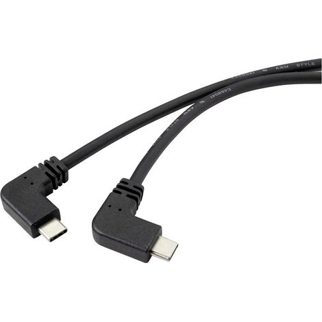 Trywise Câble USB USB 3.2 Gen2 (USB 3.1 Gen2) USB-C® mâle, USB-C® mâle 1.20 m noir coudé à 90° vers la gauche RF-4633064 Y983252 (1/3)