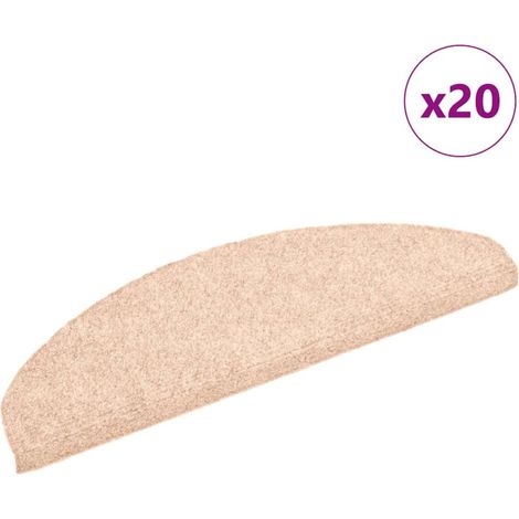 Felpudos autoadhesivos para escaleras, 20 unidades, 65 x 21 x 4 cm, marrón claro, semicirculares, grandes vidaXL