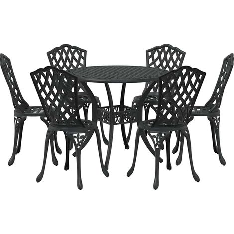 Maison Exclusive - Garten Essgruppe 7 pcs Schwarz Aluminium