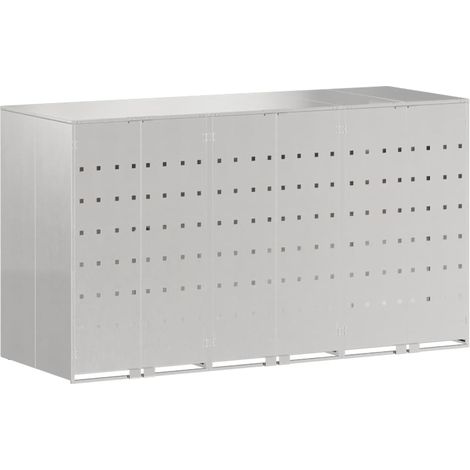 Wheelie Bin Storage for 3 Bins Silver 204 x 77.5 x 115.5 cm vidaXL