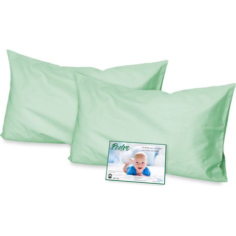 COPPIA federa PEDRO per LETTINO bambino CM. 40X60 TUTTI I COLORI Verdino