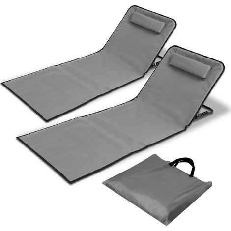 SWANEW 2x materassino da spiaggia lettino da spiaggia pieghevole con cuscino regolabile in altezza a 5 livelli con tracolla-grigio (1/5)