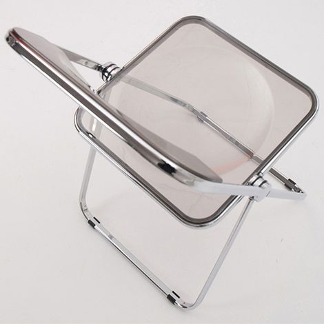 Chaise de salle à manger pliante en acrylique transparent, tabouret tendance pour Instagram, chaise photo populaire pour les magasins de vêtements et de maquillage  couleur transparente avec pieds arg (1/5)
