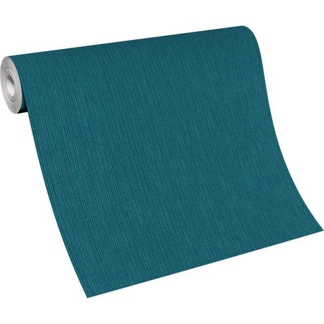 Papier peint uni bleu canard – Tapisserie intissée résistante – Pour salon, chambre et pièces humides – Style moderne et épuré – Bricoflor
