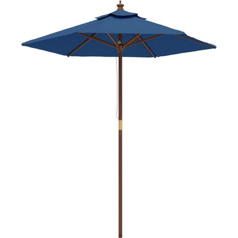 Sombrilla de jardín con palo de madera 196 x 231 cm azul 020008337