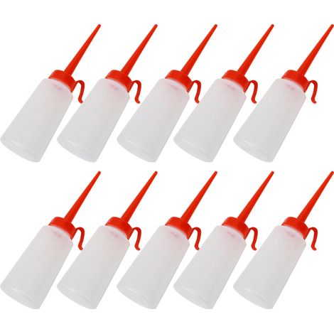 Paquete de 10 botellas de aceite para máquinas de coser, para agujas dobles de punta larga, dispensador de aceite de plástico.