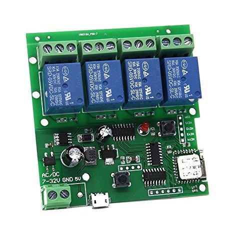 Relais momentané WiFi 4 canaux - Module d'interrupteur auto-sécurisé - Contrôleur de porte de garage WiFi DIY (5-32 V) (1/5)