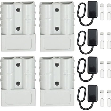 Batterie Connecteur 50A, Batterie Connexion Rapide Prise de Connecteur, 4 Pièces Connecteur 50Amp 600V, Connectique Batterie Paire pour Voiture Van Les Modes Moto, Gris (1/5)