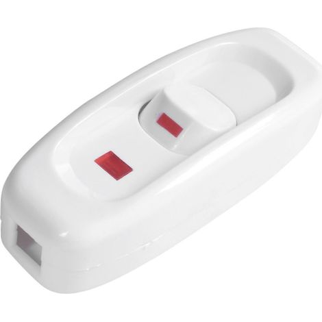 Interrupteur mural blanc compact en plastique pour lampe filaire, interrupteur de ligne câblé, petit modèle pratique, commande marche-arrêt pour luminaire (1/5)